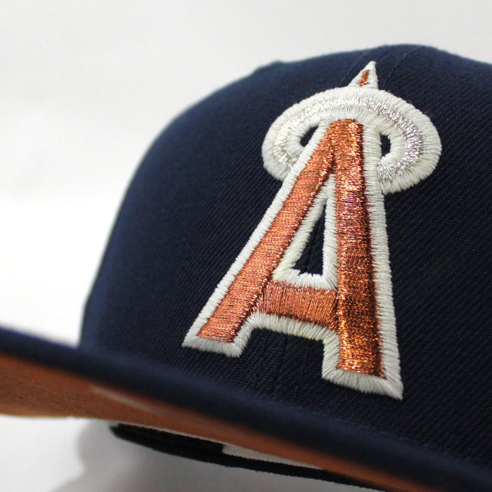 California Angels 1989 All-Star Game New Era 59Fifty Fitted Hat (Glow in the Dark Navy Copper Rust Under Brim)