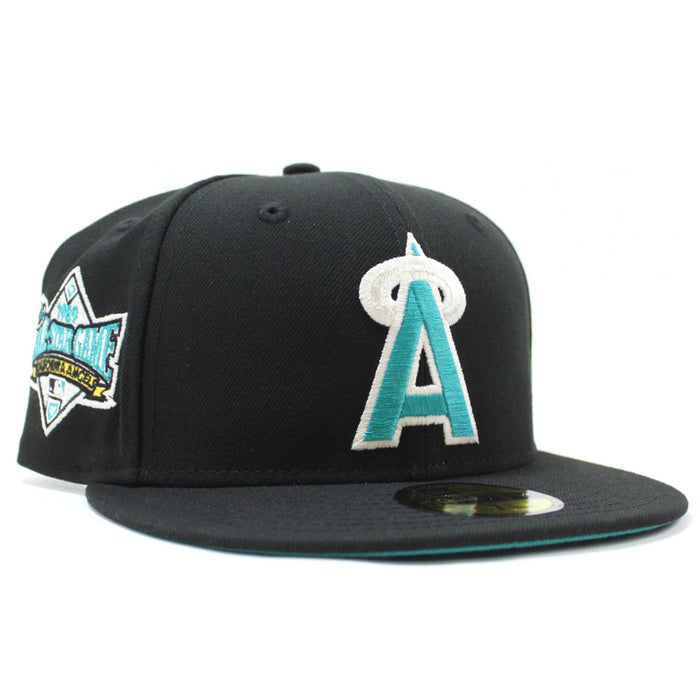 California Angels 1989 All-Star Game New Era 59Fifty Fitted Hat (Glow in the Dark Black Teal Under Brim)