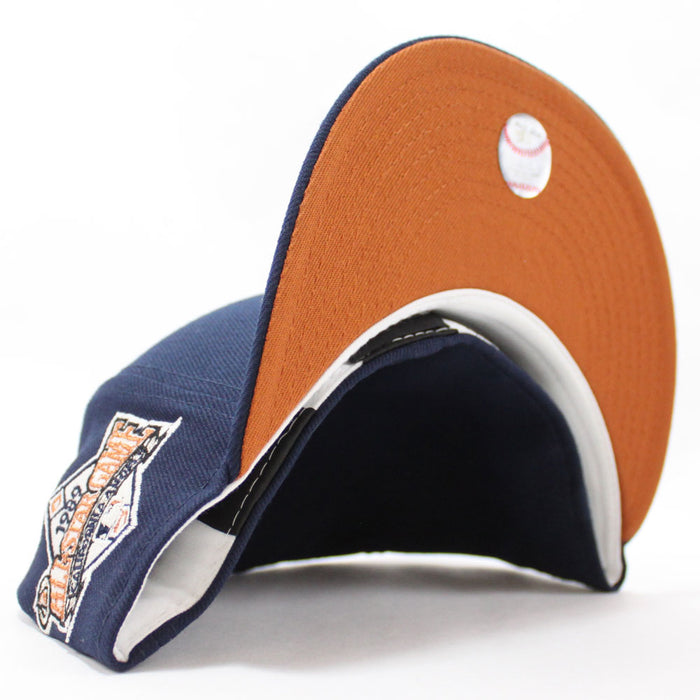 California Angels 1989 All-Star Game New Era 59Fifty Fitted Hat (Glow in the Dark Navy Copper Rust Under Brim)