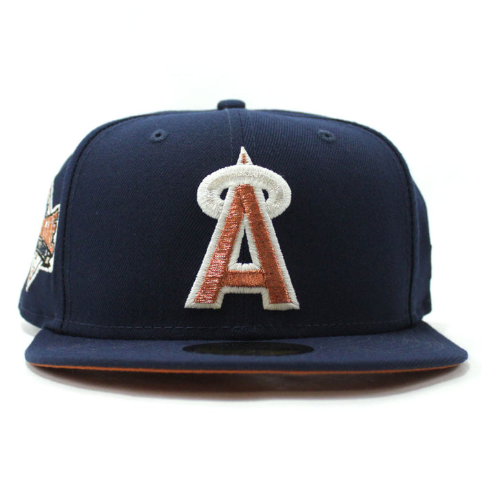 California Angels 1989 All-Star Game New Era 59Fifty Fitted Hat (Glow in the Dark Navy Copper Rust Under Brim)