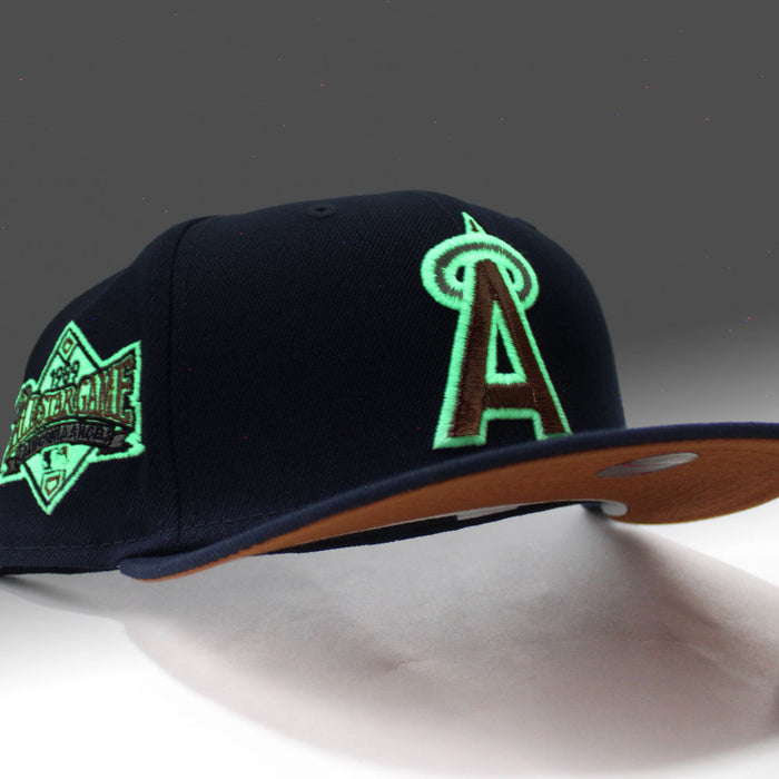 California Angels 1989 All-Star Game New Era 59Fifty Fitted Hat (Glow in the Dark Navy Copper Rust Under Brim)