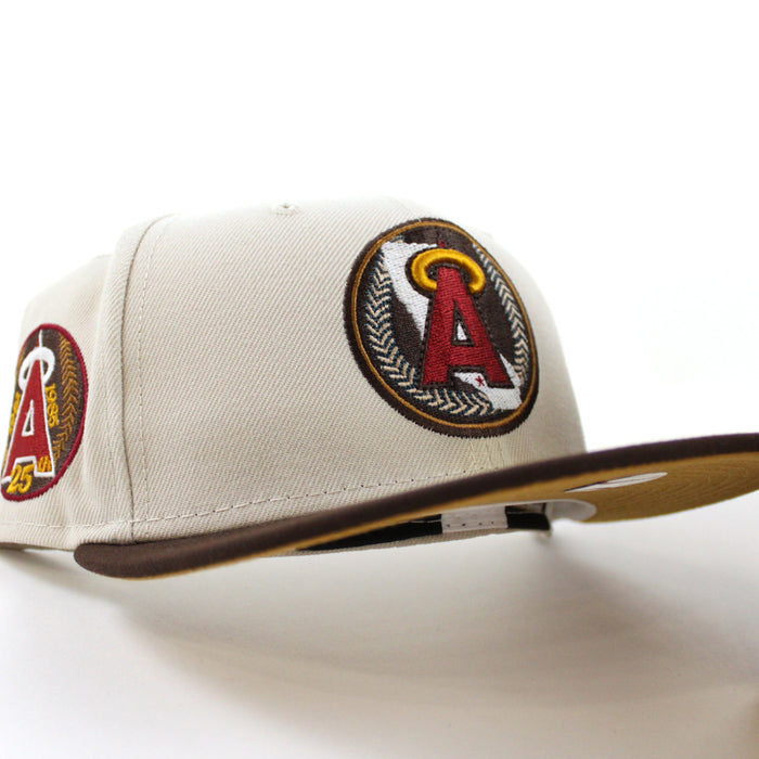 California Angels 25th Anniversary New Era 59Fifty Fitted Hat (GITD STONE BURNT WOOD PANAMA TAN UNDER BRIM)