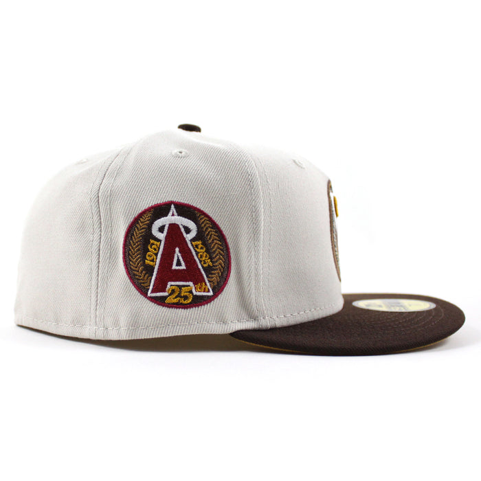 California Angels 25th Anniversary New Era 59Fifty Fitted Hat (GITD STONE BURNT WOOD PANAMA TAN UNDER BRIM)