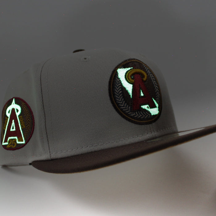 California Angels 25th Anniversary New Era 59Fifty Fitted Hat (GITD STONE BURNT WOOD PANAMA TAN UNDER BRIM)