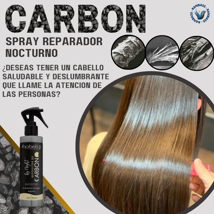 Carbon replenishing Spray, hair restorer rich in argan amino acids and arginine - 220ml / 7.43 floz - Reduce hair porosity, strengthen the amino acid bonds of the hair fiber, hydrate, and protect the strands against external damage and chemical processes.