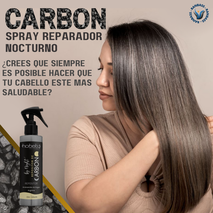 Carbon replenishing Spray, hair restorer rich in argan amino acids and arginine - 220ml / 7.43 floz - Reduce hair porosity, strengthen the amino acid bonds of the hair fiber, hydrate, and protect the strands against external damage and chemical processes.