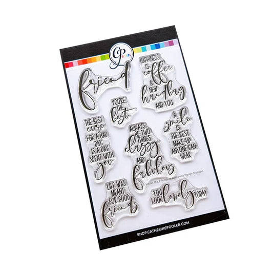 Catherine Pooler - Sentiment Stamps - Inside Out Friends. Featuring a delightful friend theme! Available at Embellish Away located in Bowmanville Ontario Canada.