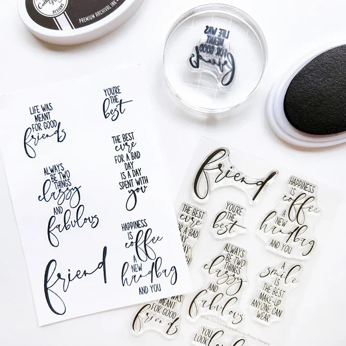 Catherine Pooler - Sentiment Stamps - Inside Out Friends. Featuring a delightful friend theme! Available at Embellish Away located in Bowmanville Ontario Canada.