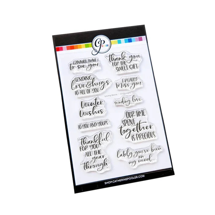 Catherine Pooler - Sentiments Stamp & Die - Loving Words. Holiday and year round sentiments. Available at Embellish Away located in Bowmanville Ontario Canada.