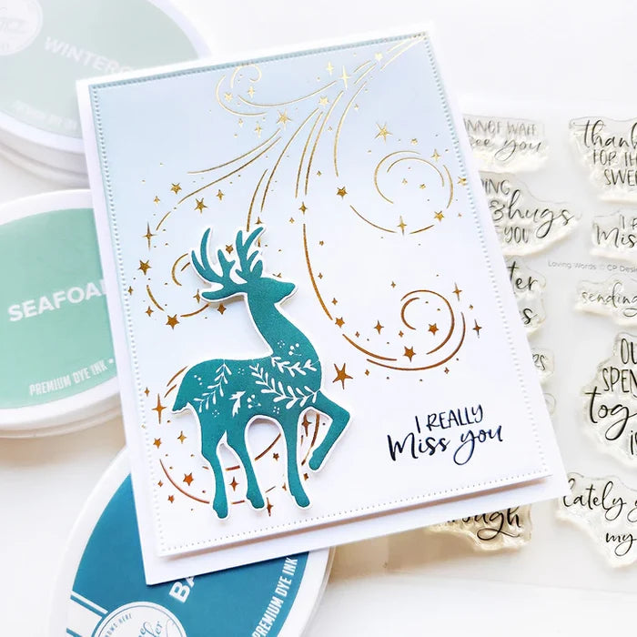 Catherine Pooler - Sentiments Stamp & Die - Loving Words. Holiday and year round sentiments. Available at Embellish Away located in Bowmanville Ontario Canada. Example by Catherine Pooler Designs.