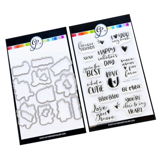 Catherine Pooler - Sentiments Stamp & Die Set - More Amor. Available at Embellish Away located in Bowmanville Ontario Canada.
