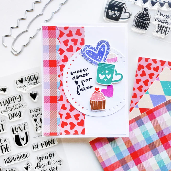 Catherine Pooler - Sentiments Stamp & Die Set - More Amor. Available at Embellish Away located in Bowmanville Ontario Canada. Example by brand ambassador.