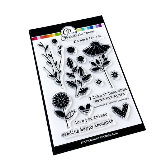 Catherine Pooler - Stamp &amp; Die Set - Flower Forest. The oversized blooms and stems from the Flower Forest Stamp Set are perfect alone or together to create cards for all occasions. Available at Embellish Away located in Bowmanville Ontario Canada.