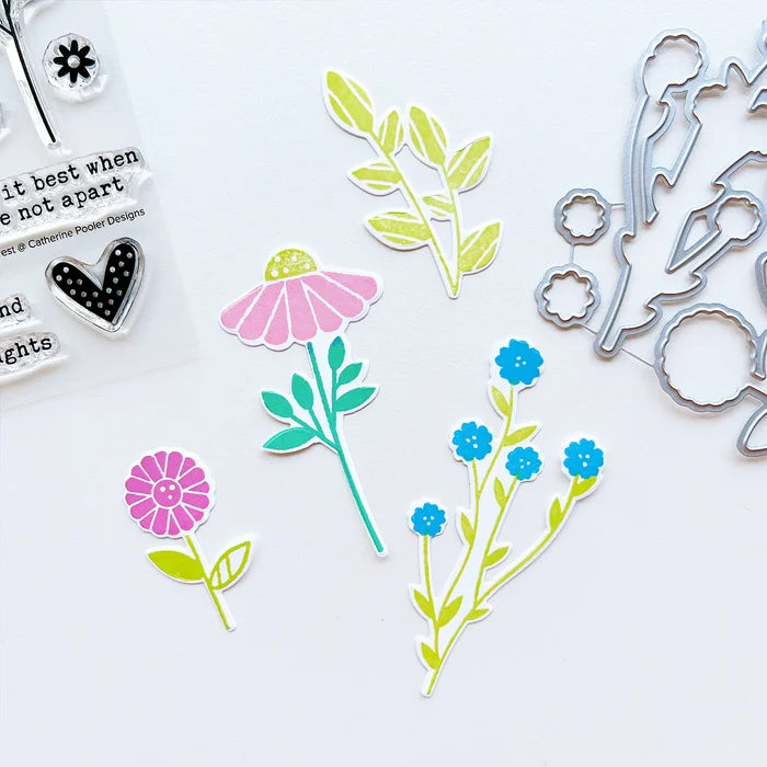 Catherine Pooler - Stamp &amp; Die Set - Flower Forest. The oversized blooms and stems from the Flower Forest Stamp Set are perfect alone or together to create cards for all occasions. Available at Embellish Away located in Bowmanville Ontario Canada.