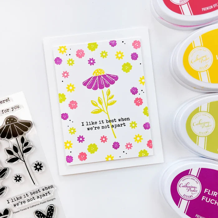 Catherine Pooler - Stamp &amp; Die Set - Flower Forest. The oversized blooms and stems from the Flower Forest Stamp Set are perfect alone or together to create cards for all occasions. Available at Embellish Away located in Bowmanville Ontario Canada. Card example by Catherine Pooler Designs.