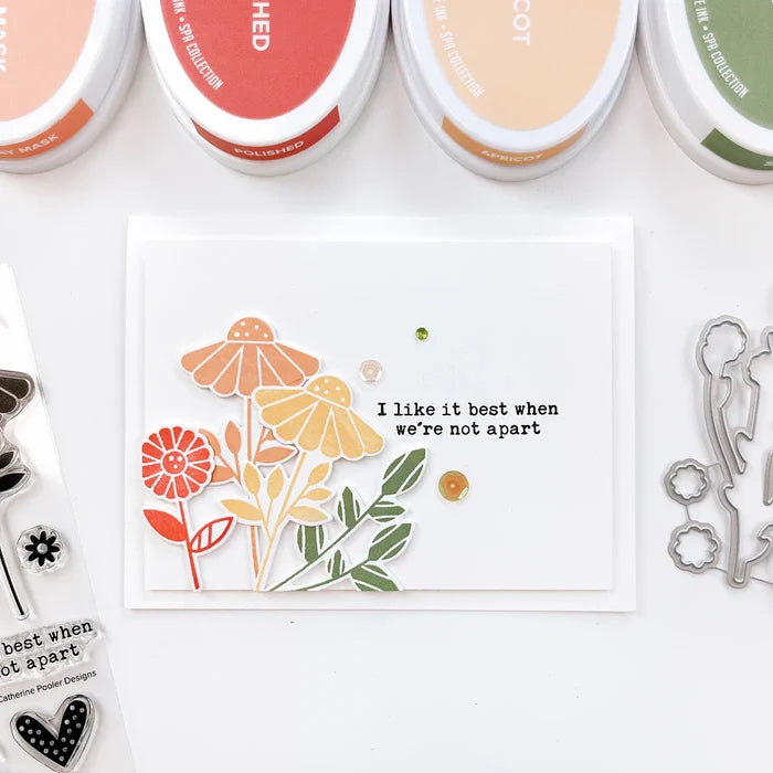 Catherine Pooler - Stamp &amp; Die Set - Flower Forest. The oversized blooms and stems from the Flower Forest Stamp Set are perfect alone or together to create cards for all occasions. Available at Embellish Away located in Bowmanville Ontario Canada. Card example by Catherine Pooler Designs.