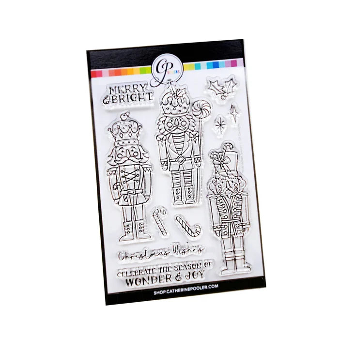 Catherine Pooler - Stamp &amp; Die Set - Nutcracker Sweet. Meet the cutest nutcrackers in town! This whimsical set features charming nutcrackers adorned in a delightful array of sweets and treats, including cupcakes, candy canes, and figgy pudding. Available at Embellish Away located in Bowmanville Ontario Canada.