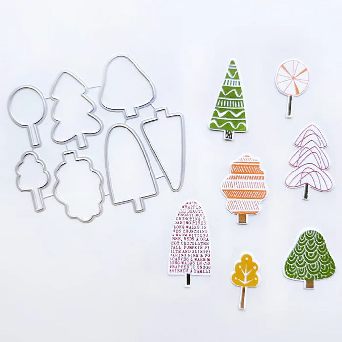 Catherine Pooler - Stamp & Die Set - Printed Trees. We adore patterned anything! Available at Embellish Away located in Bowmanville Ontario Canada.