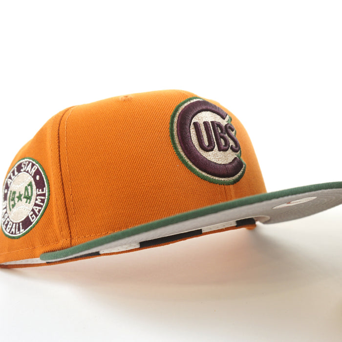 Chicago Cubs 1947 All Star Game New Era 59Fifty Fitted Hat (Fight Orange PINE GREEN GRAY Under Brim)