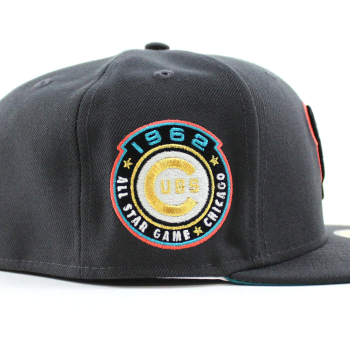 Chicago Cubs 1962 All Star Game New Era 59Fifty Fitted Hat (Dark Gray Aqua Under Brim)