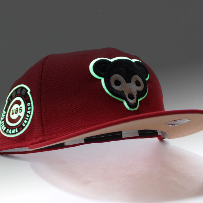 Chicago Cubs 1962 All Star Game New Era 59Fifty Fitted Hat (Glow in the Dark Logo Red Peach Under Brim)