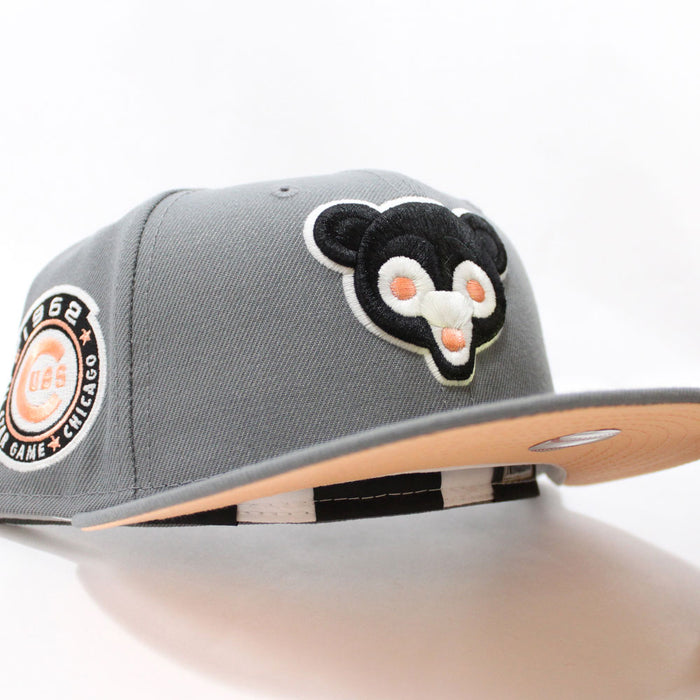 Chicago Cubs 1962 All Star Game New Era 59Fifty Fitted Hat (Glow in the Dark Smoke Gray Peaches Under Brim)
