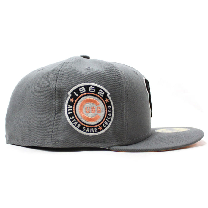 Chicago Cubs 1962 All Star Game New Era 59Fifty Fitted Hat (Glow in the Dark Smoke Gray Peaches Under Brim)