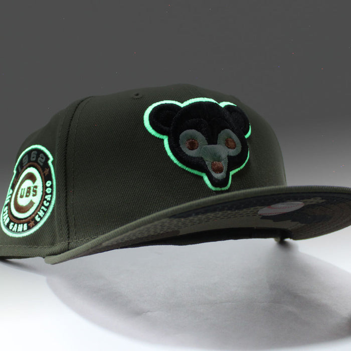 Chicago Cubs 1962 All Star Game New Era 59Fifty Fitted Hat (Zombie Pack Pack GITD Olive Camo Under Brim)