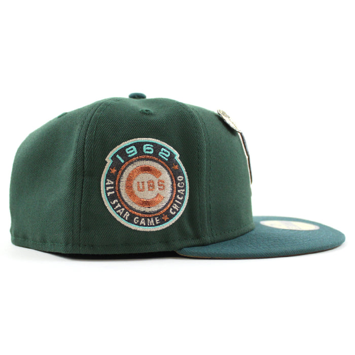 Chicago Cubs 1962 All Star Game New Era 59Fifty Fitted Hat (Zombie Pack Pack Green Pine Green Khaki Under Brim)