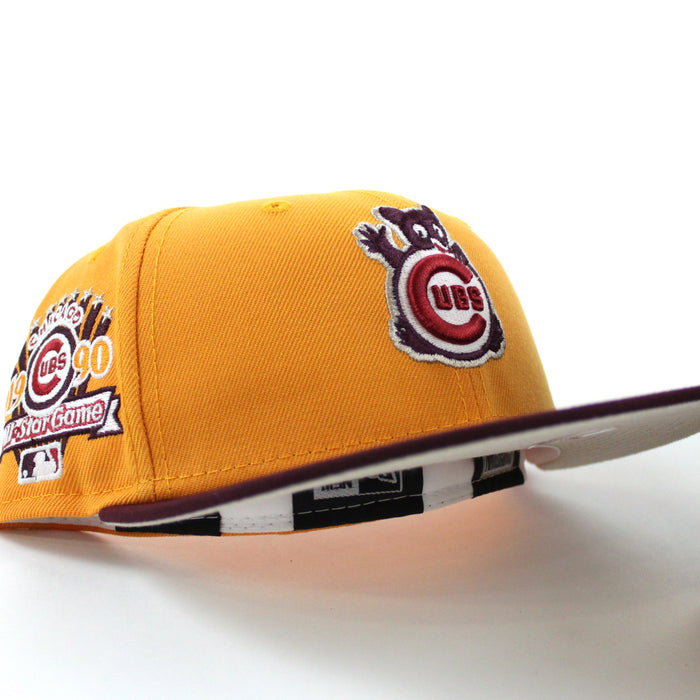Chicago Cubs 1990 All Star Game New Era 59Fifty Fitted Hat (GITD Tango Orange Maroon Stone Under Brim)