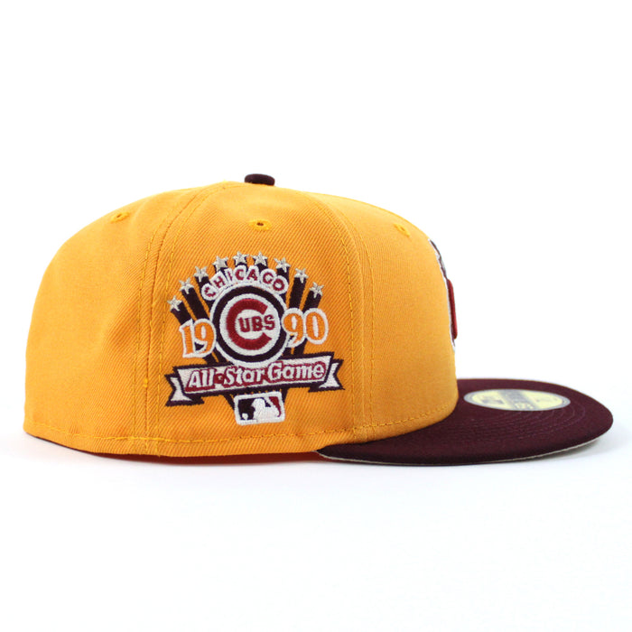 Chicago Cubs 1990 All Star Game New Era 59Fifty Fitted Hat (GITD Tango Orange Maroon Stone Under Brim)