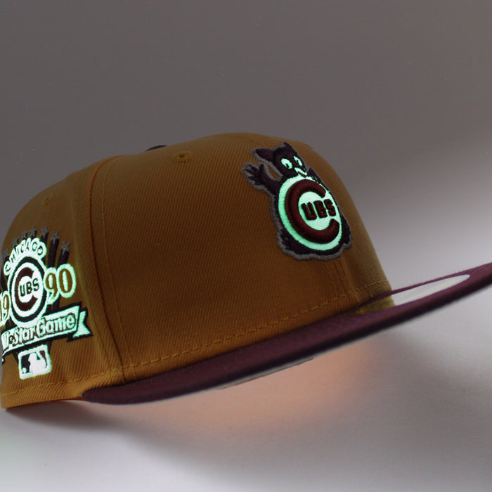 Chicago Cubs 1990 All Star Game New Era 59Fifty Fitted Hat (GITD Tango Orange Maroon Stone Under Brim)