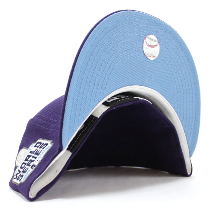Chicago Cubs 2016 World Series New Era 59Fifty Fitted Hat (Glow in the Dark Purple Sky Blue Under Brim)
