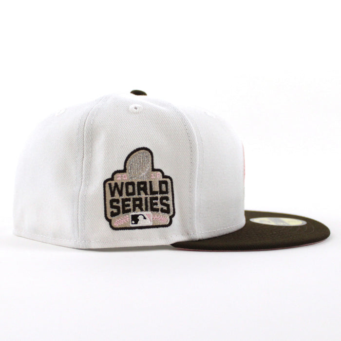 Chicago Cubs 2016 World Series New Era Fitted 59Fifty Hat (GITD White Brown Pink Under Brim)