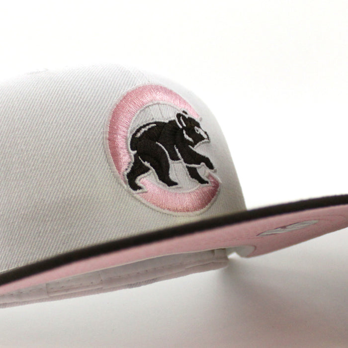 Chicago Cubs 2016 World Series New Era Fitted 59Fifty Hat (GITD White Brown Pink Under Brim)