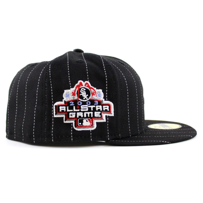 Chicago White Sox 2003 All-Star Game New Era Fitted 59Fifty Hat (Black Pinstripes Green Under Brim)