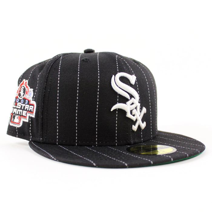 Chicago White Sox 2003 All-Star Game New Era Fitted 59Fifty Hat (Black Pinstripes Green Under Brim)