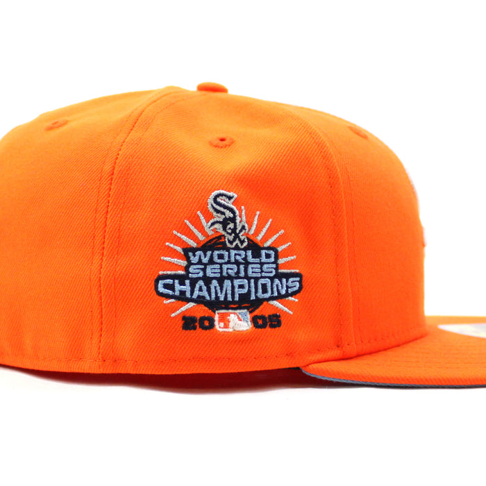 Chicago White Sox 2005 World Series CHAMPIONS New Era Fitted 59Fifty Hat (GITD Rush Orange Sky Blue Under Brim)