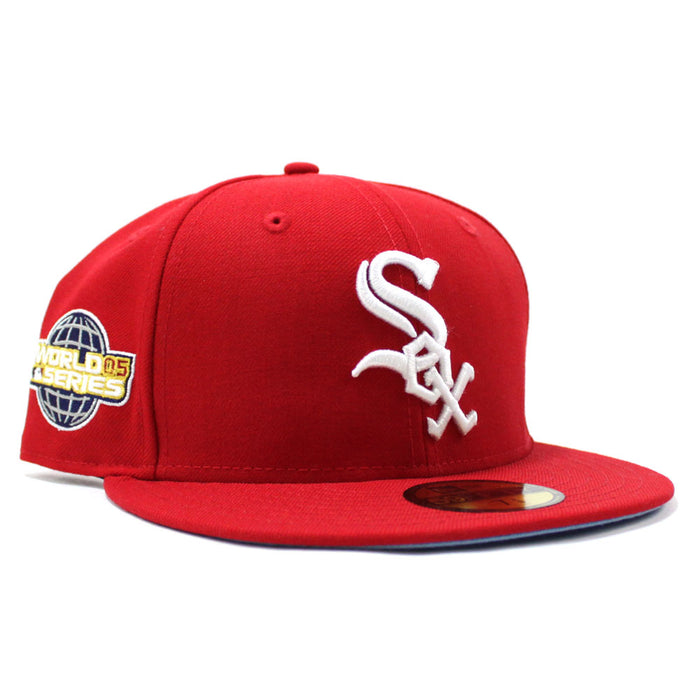 Chicago White Sox 2005 World Series New Era Fitted 59Fifty Hat (Red Sky Blue Under Brim)
