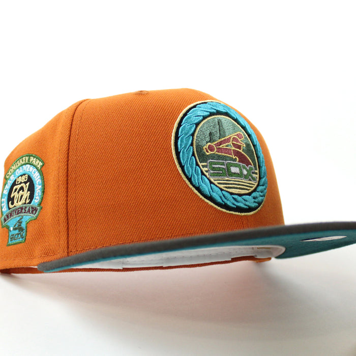 Chicago White Sox 50th Anniversary New Era 59Fifty Fitted Hat (Fight Orange DARK PEWTER AQUA Under Brim)