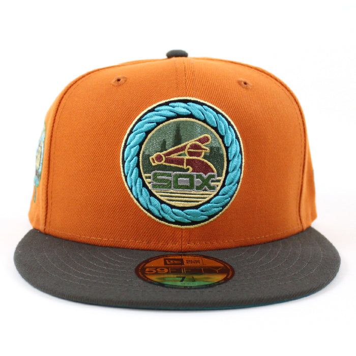 Chicago White Sox 50th Anniversary New Era 59Fifty Fitted Hat (Fight Orange DARK PEWTER AQUA Under Brim)