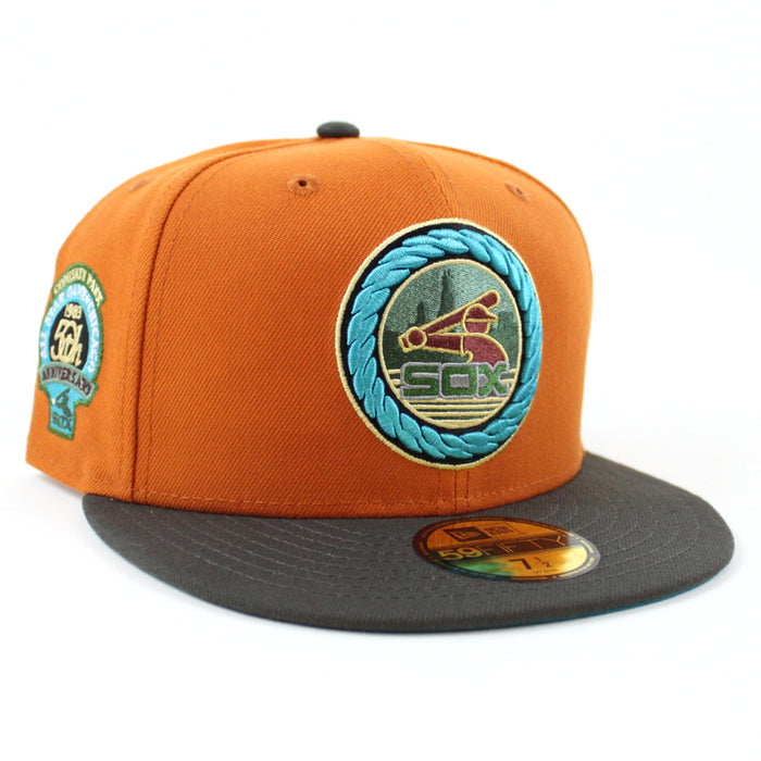 Chicago White Sox 50th Anniversary New Era 59Fifty Fitted Hat (Fight Orange DARK PEWTER AQUA Under Brim)