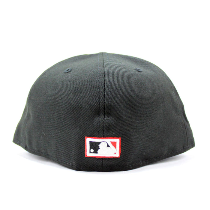 Chicago White Sox Deep Dish Comiskey Park Patch New Era Fitted 59Fifty Hat (Glow in the Dark Logo Black Red Under Brim)