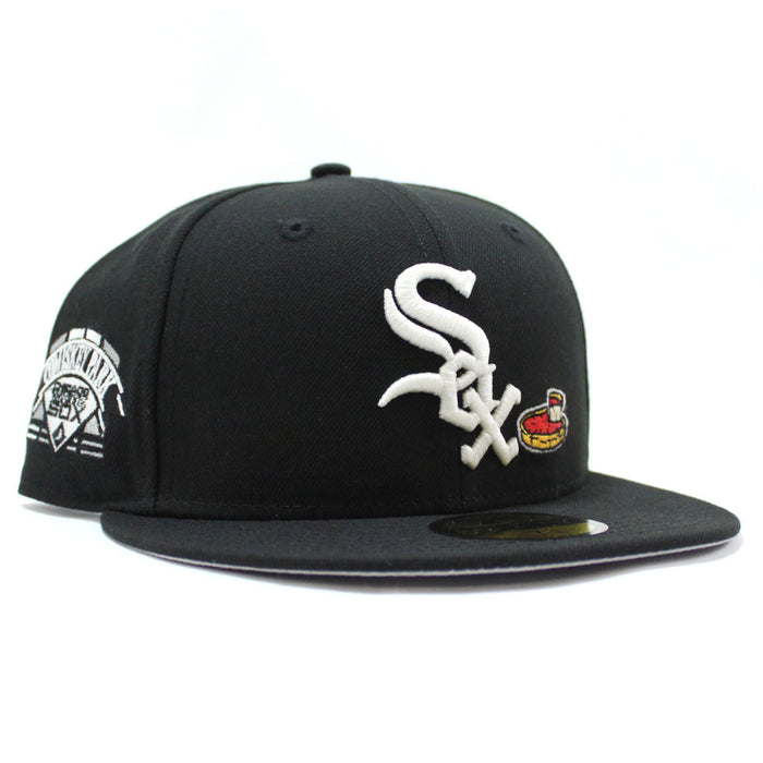 Chicago White Sox Team Eats Comiskey Park New Era 59Fifty Fitted Hat (Glow in the Dark Black Grey Under Brim)
