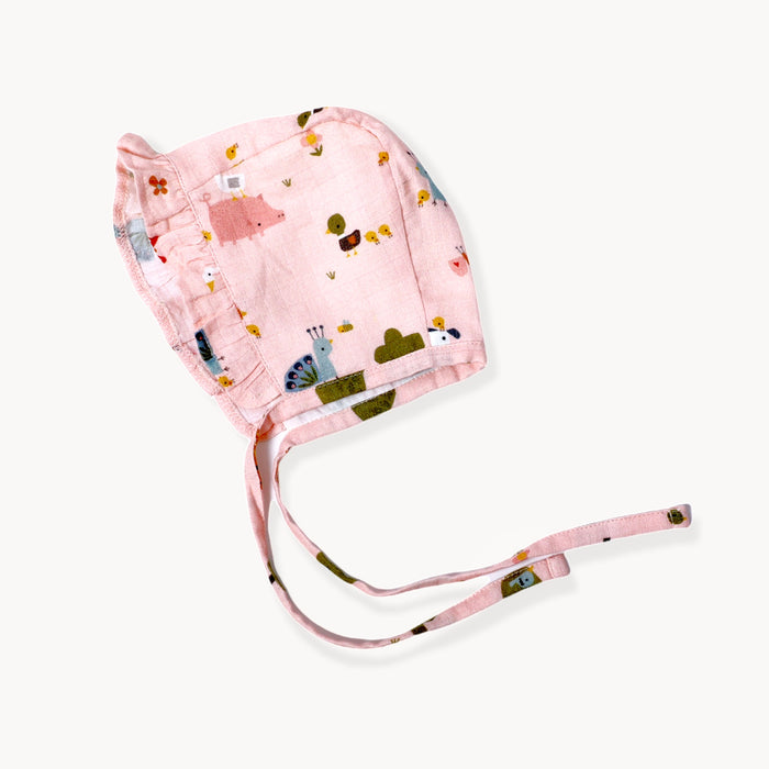Chick Chick Farm Baby Bonnet Hat (Organic Muslin)