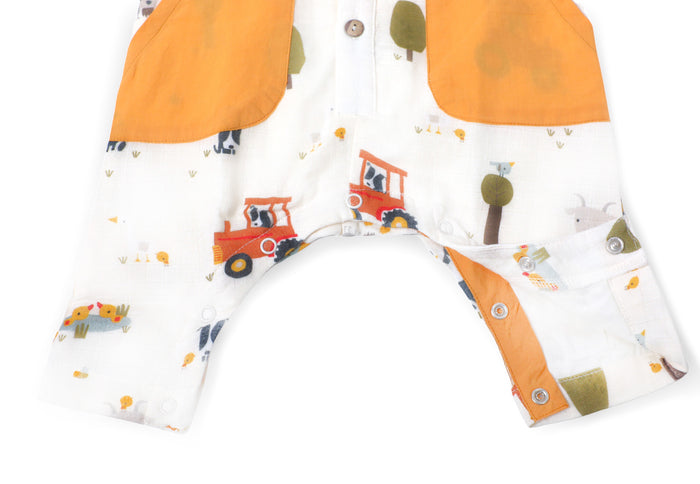 Organic Farm Side Pocket Sleeveless Jumpsuit Romper for Babies by Viverano
