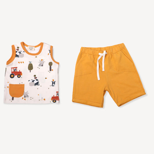 Organic Farm Sleeveless Tee + Shorts Set for Babies by Viverano