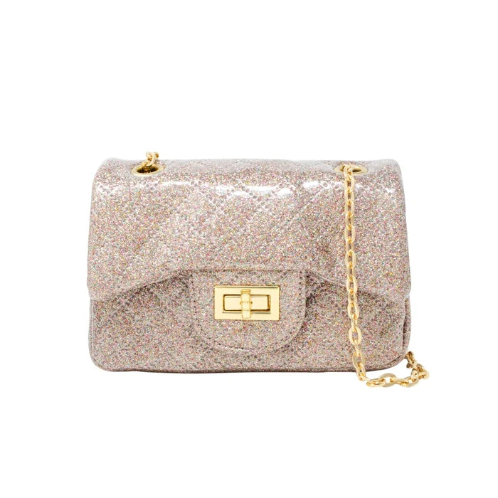 Classic Quilted Sparkle Mini Bag-Rainbow