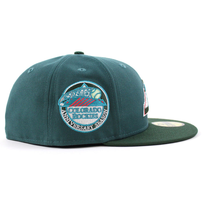 Colorado Rockies 10th Anniversary New Era 59Fifty Fitted Hat (GITD Aqua Pine Green Green Under Brim)