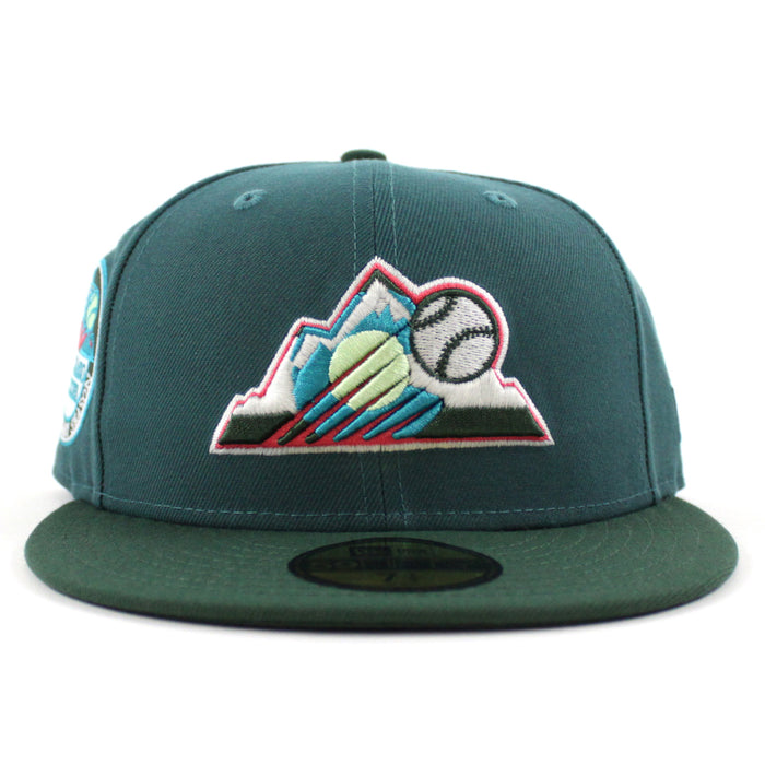 Colorado Rockies 10th Anniversary New Era 59Fifty Fitted Hat (GITD Aqua Pine Green Green Under Brim)